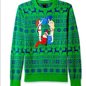 NWT Alex Stevens Ugly Christmas Sweater Elf Barbie Beer College Large
